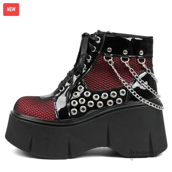 Amazon.com: Women Platform Ankle Boots Wedge Heel Lace Up Combat Style Round Toe